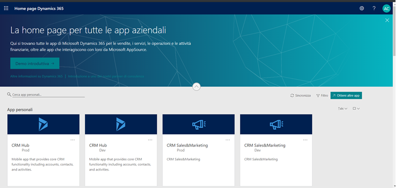 Homepage Dynamics 365